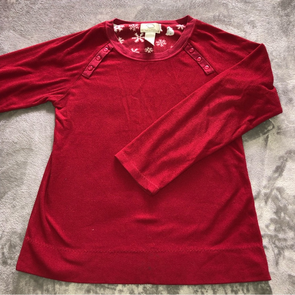 Oscar de La Renta red winter/ Christmas pajamas with polar bear print/sleepwear - Picture 2 of 10